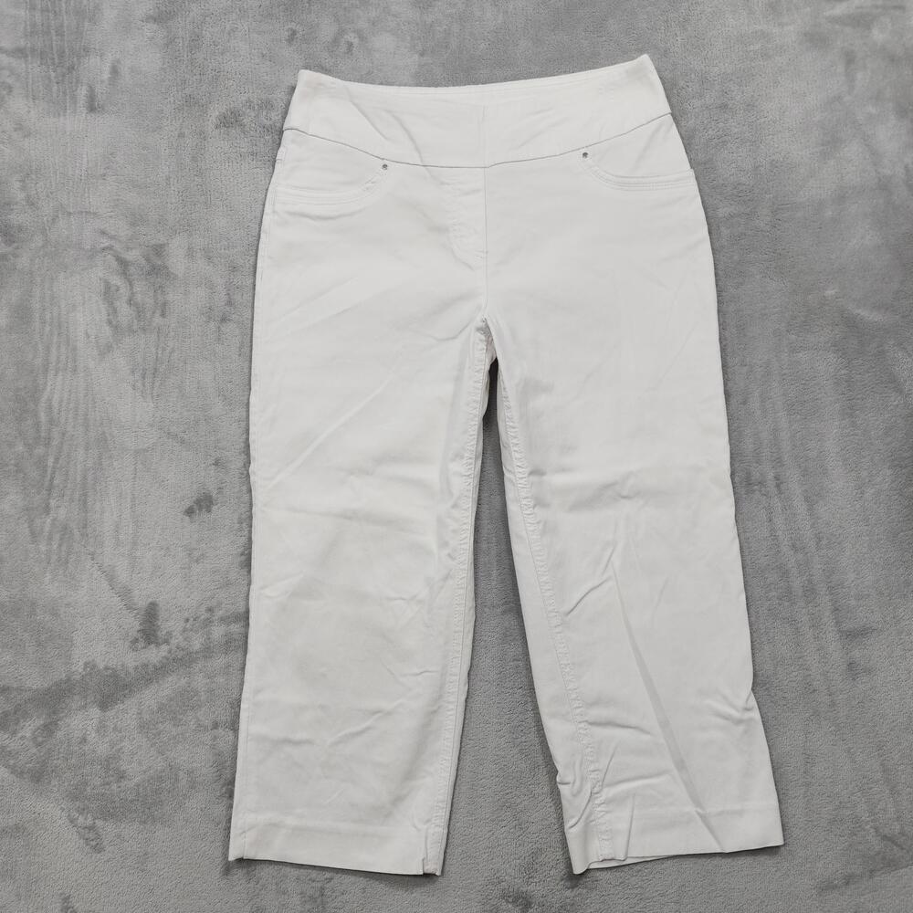 Westbound Pants Womens 6 White Ponte Pull On Capri Stretch Pockets Casual Preppy